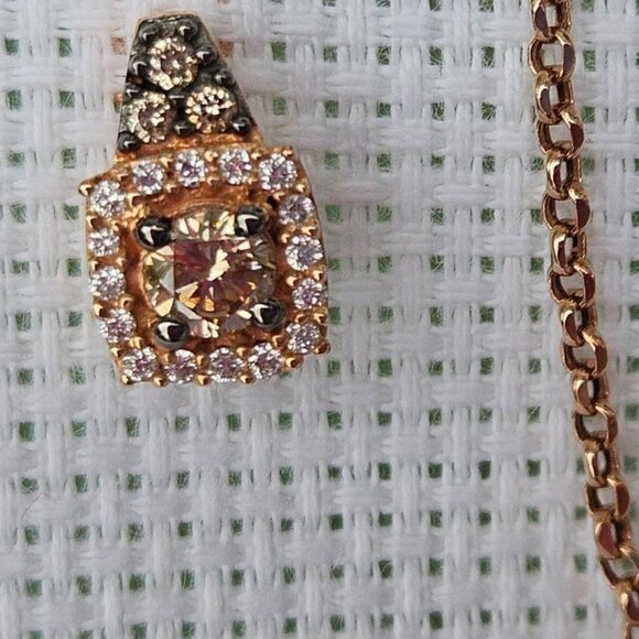 NIB 14k Le Vian rose gold chocolate diamond necklace and earring set - Picture 5 of 16